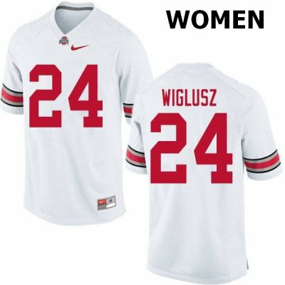 Women's Ohio State Buckeyes #24 Sam Wiglusz White Nike NCAA College Football Jersey July GAL2544CS